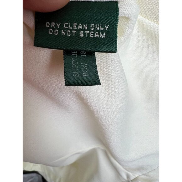 Lauren Ralph Lauren Shift Dress Women 12 Ivory Front Pockets Short Sleeve - Picture 10 of 11